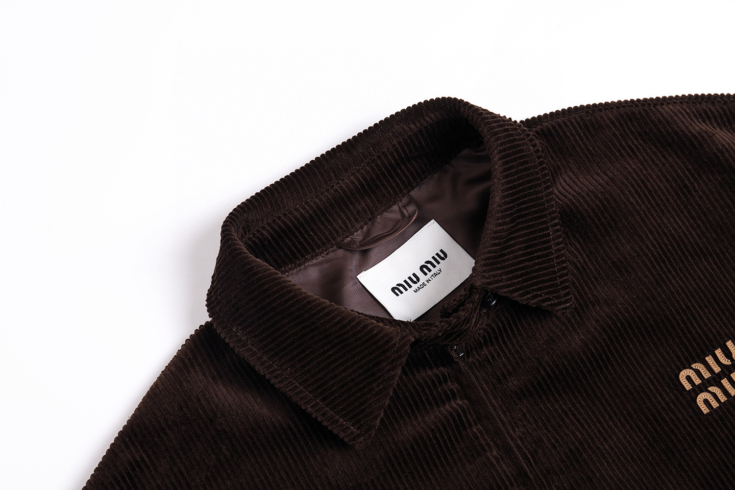 MIU MIU 缪缪 灯芯绒徽标夹克 外套 长袖 棕色 C0 ML855-S5P-F0040-S-2321