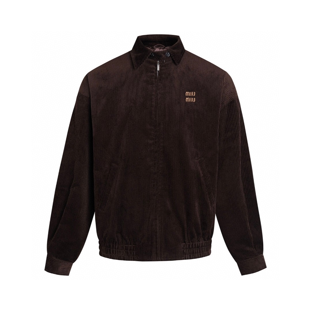 MIU MIU 缪缪 灯芯绒徽标夹克 外套 长袖 棕色 C0 ML855-S5P-F0040-S-2321
