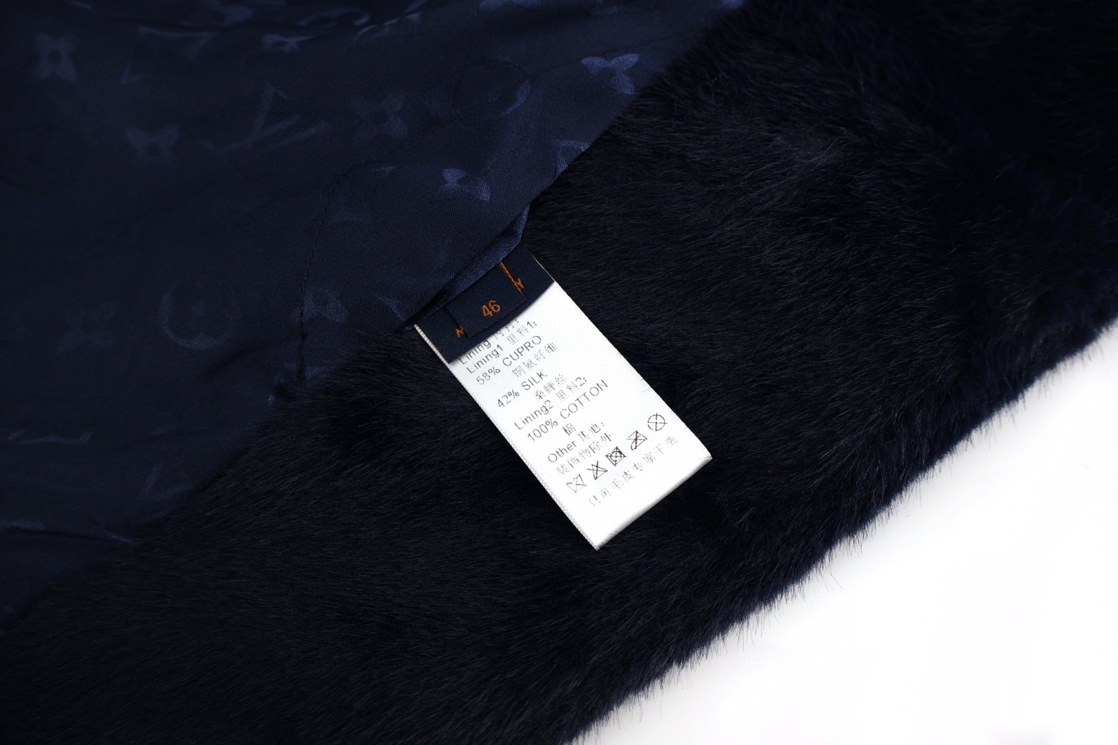 LOUIS VUITTON 路易威登 金标水貂毛皮草外套 夹克 藏蓝色 D0