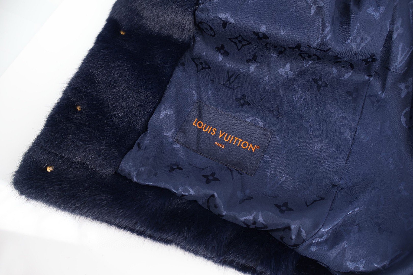 LOUIS VUITTON 路易威登 金标水貂毛皮草外套 夹克 藏蓝色 D0