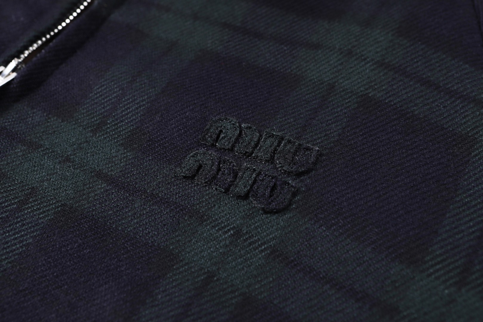 MIU MIU 缪缪 撞色格纹翻领拉链外套 夹克 长袖 C0 ML1328-17V7-F0D3Z-S-OOO