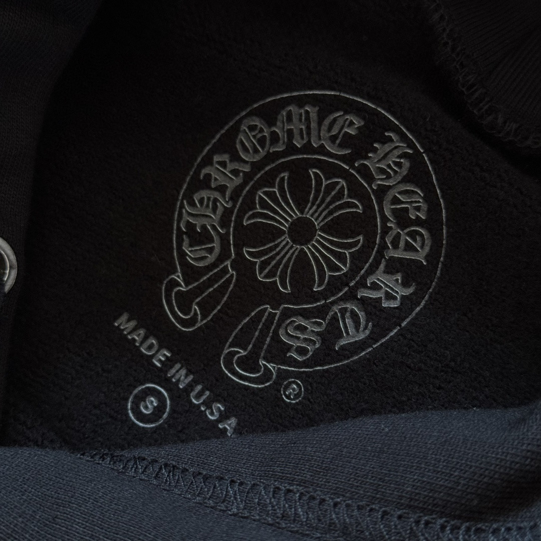 925纯银 Chrome Hearts 克罗心 后背粉色马蹄连帽卫衣 套头 外套 黑色 A5 