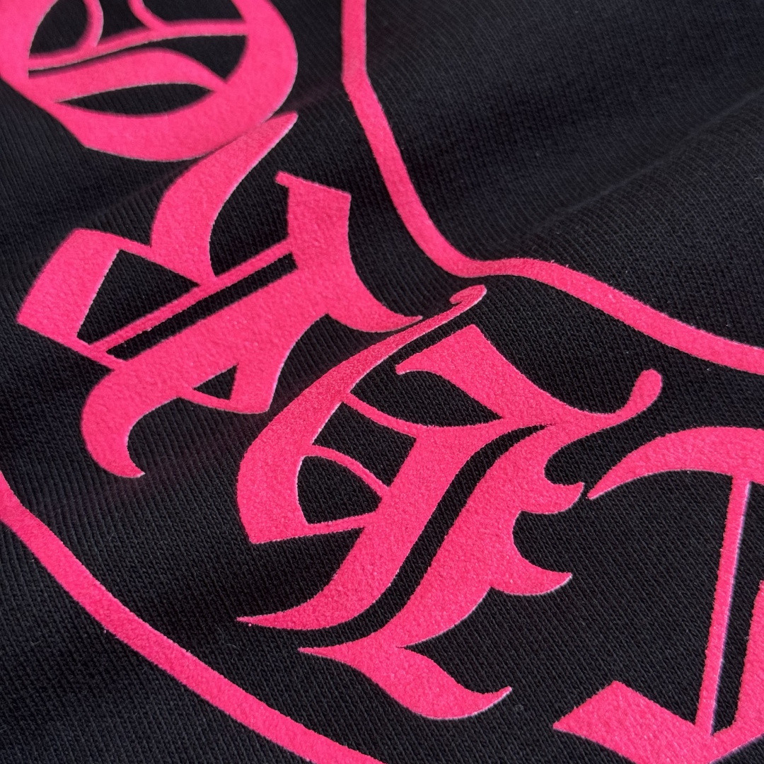 925纯银 Chrome Hearts 克罗心 后背粉色马蹄连帽卫衣 套头 外套 黑色 A5 