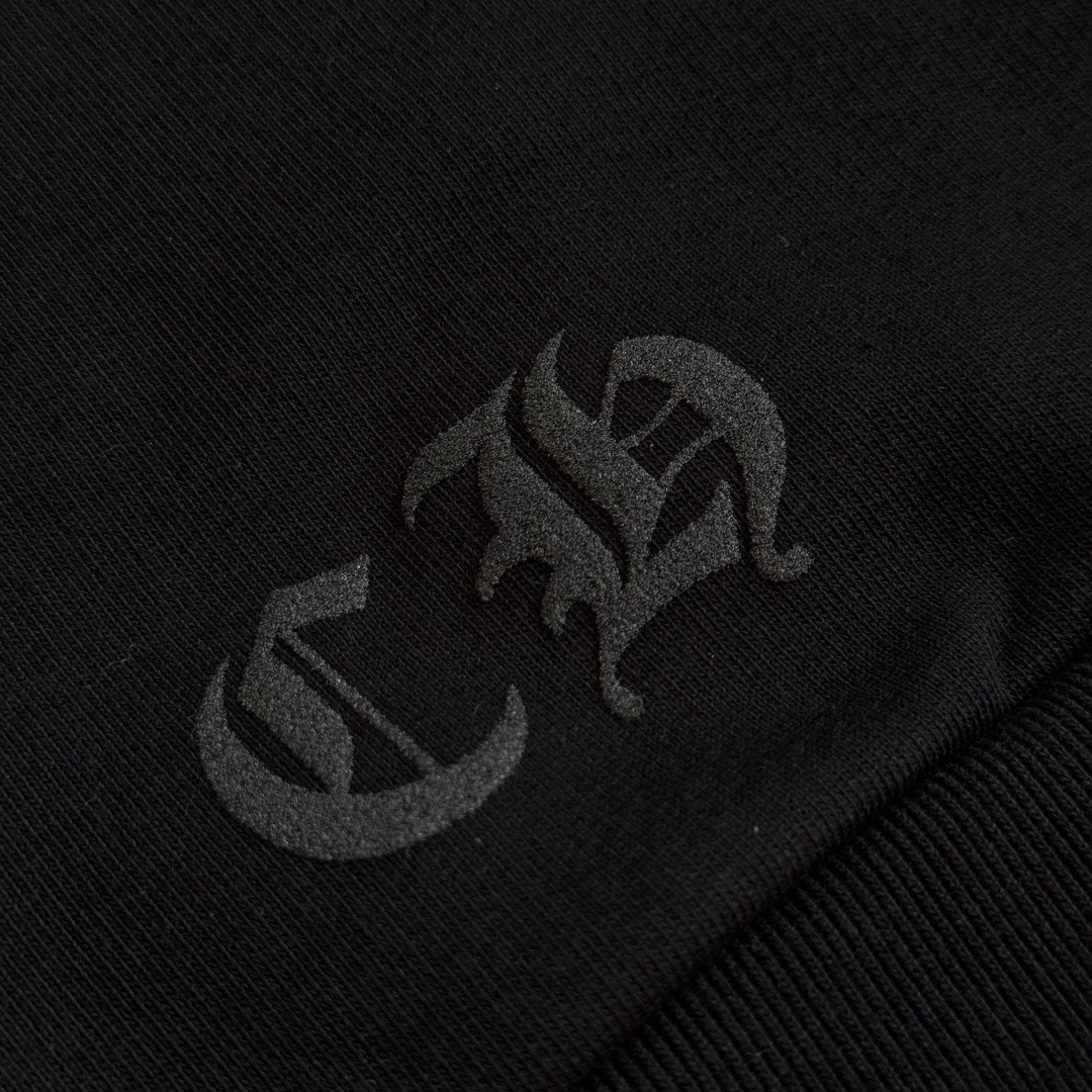 925纯银 Chrome Hearts 克罗心 后背粉色马蹄连帽卫衣 套头 外套 黑色 A5 