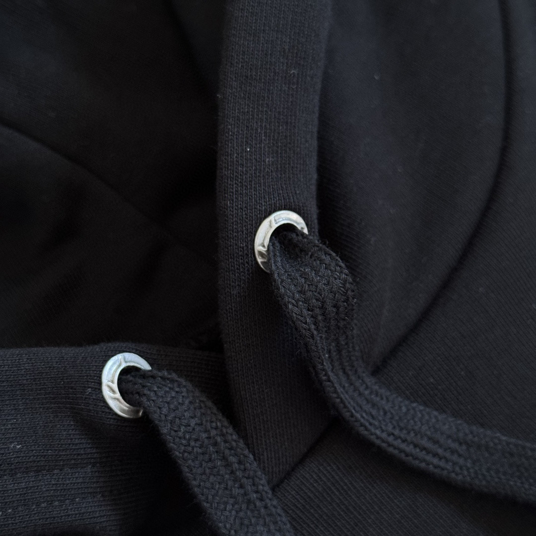 925纯银 Chrome Hearts 克罗心 后背粉色马蹄连帽卫衣 套头 外套 黑色 A5 