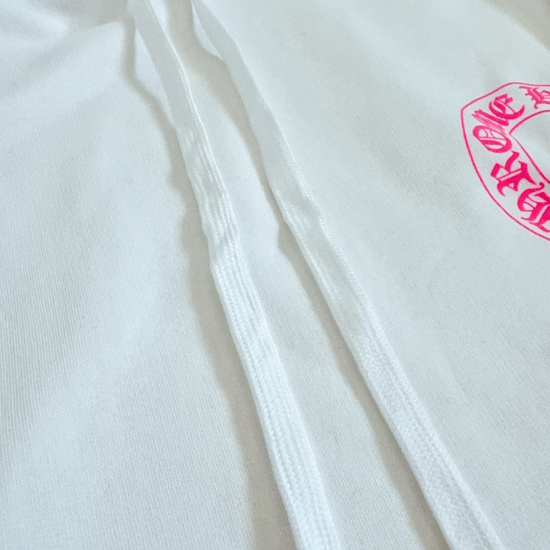 Chrome Hearts 克罗心 后背粉色马蹄连帽卫衣 套头 外套 白色 A5 042-075043