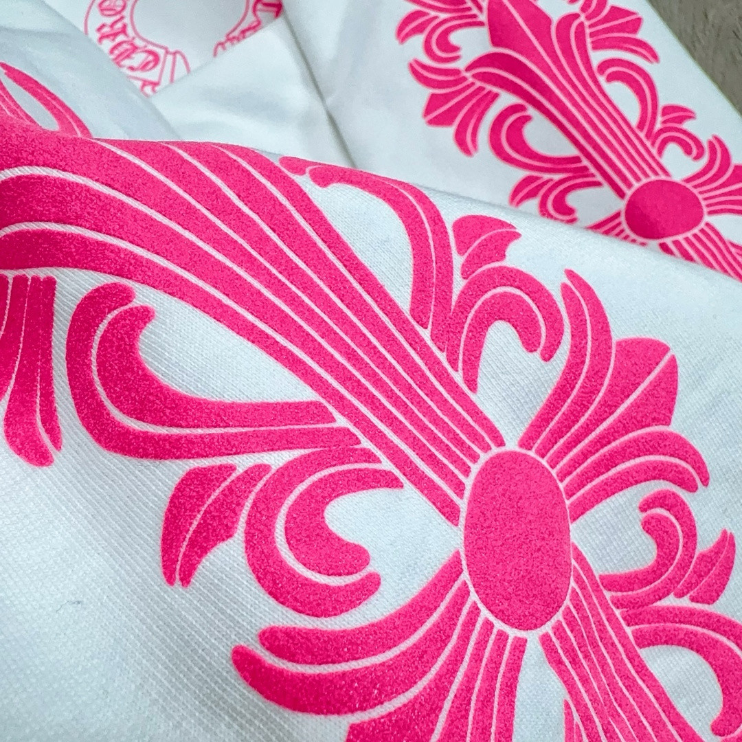 Chrome Hearts 克罗心 后背粉色马蹄连帽卫衣 套头 外套 白色 A5 042-075043