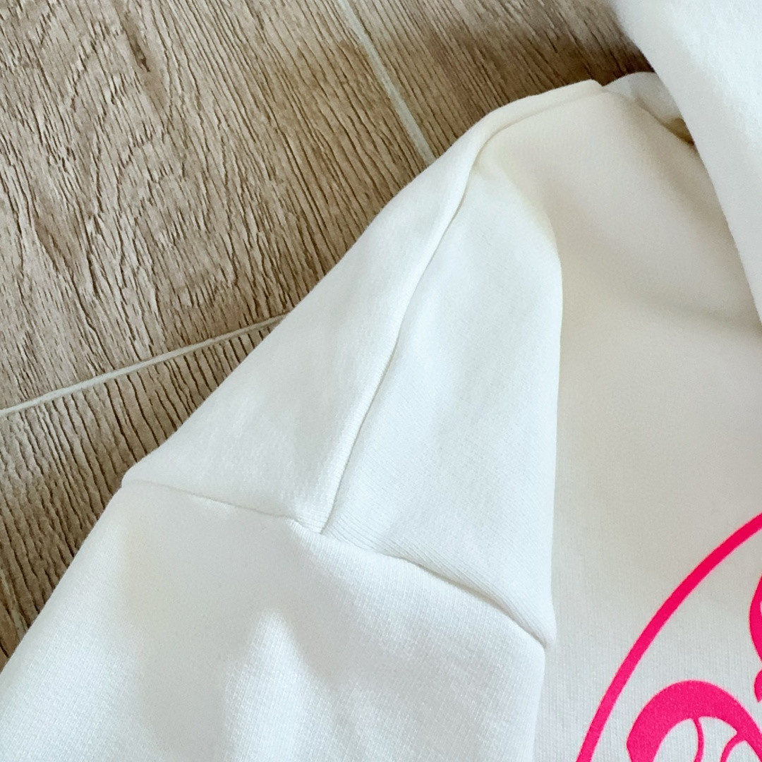 Chrome Hearts 克罗心 后背粉色马蹄连帽卫衣 套头 外套 白色 A5 042-075043