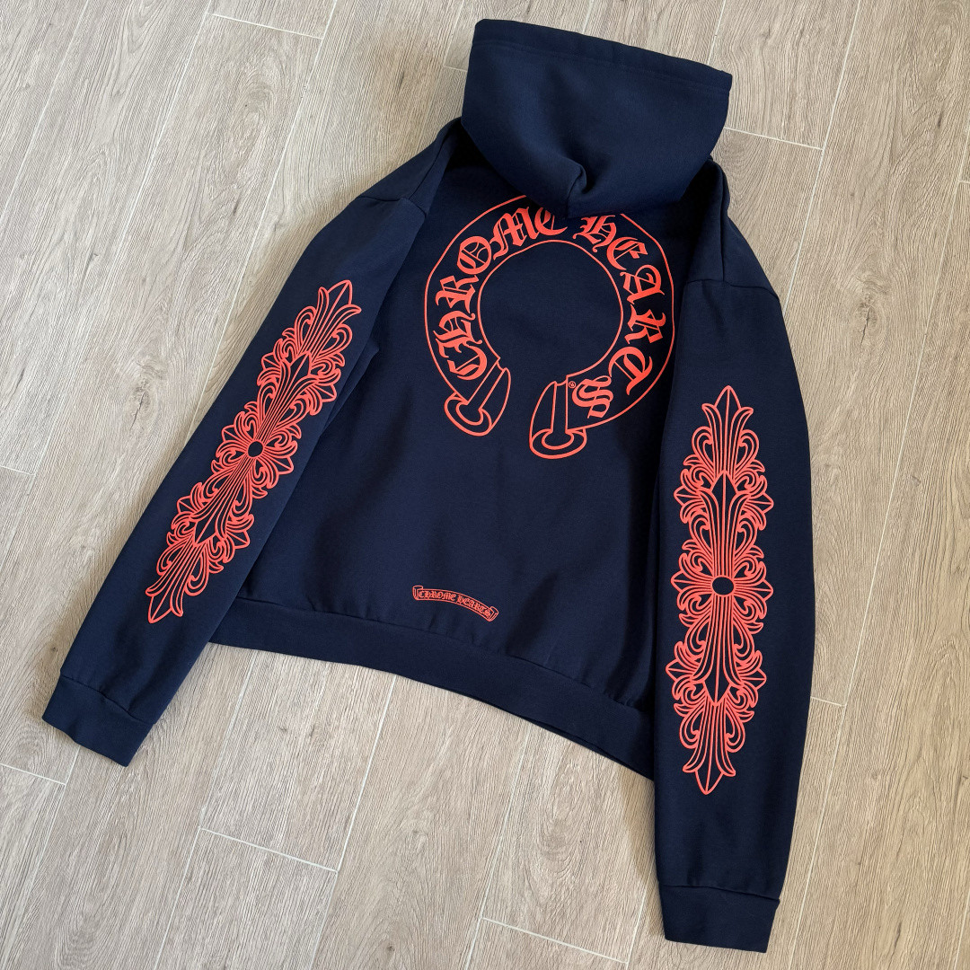 Chrome Hearts 克罗心 马蹄花臂连帽卫衣 套头 外套 藏蓝色 A5 CH-200923