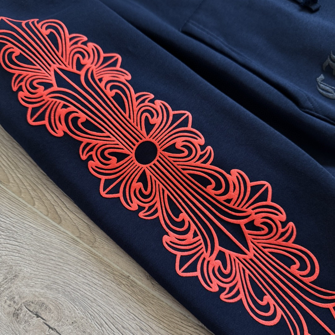 Chrome Hearts 克罗心 马蹄花臂连帽卫衣 套头 外套 藏蓝色 A5 CH-200923