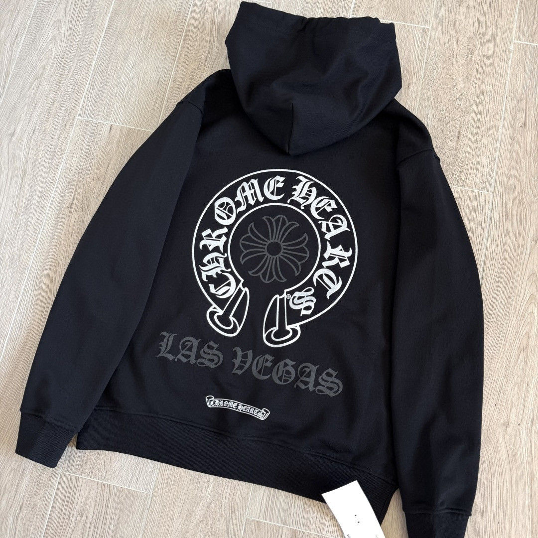 Chrome Hearts 克罗心 马蹄烫银限量logo连帽卫衣 套头 外套 黑色 A5 CH-SANFEN
