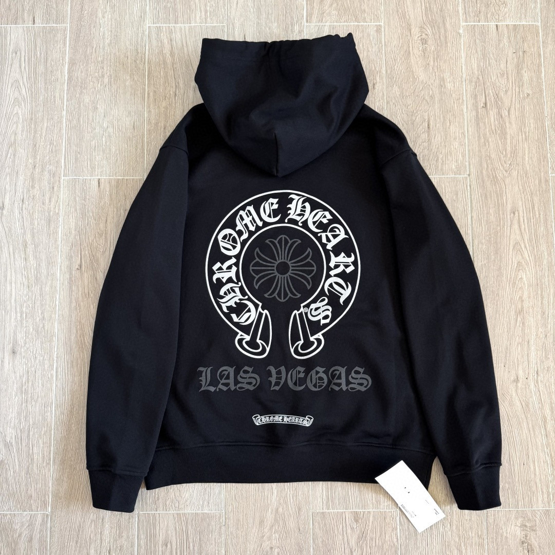 Chrome Hearts 克罗心 马蹄烫银限量logo连帽卫衣 套头 外套 黑色 A5 CH-SANFEN