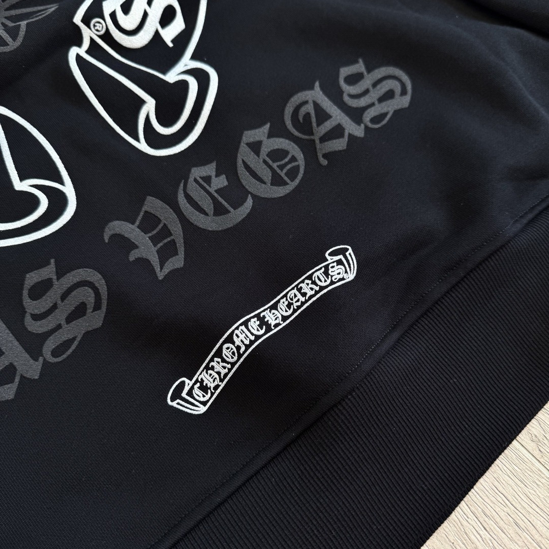 Chrome Hearts 克罗心 马蹄烫银限量logo连帽卫衣 套头 外套 黑色 A5 CH-SANFEN