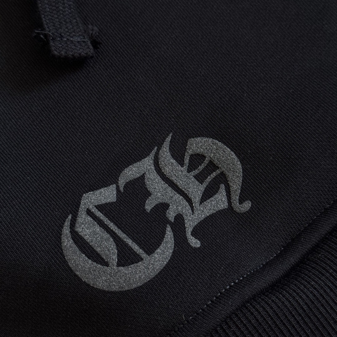 Chrome Hearts 克罗心 马蹄烫银限量logo连帽卫衣 套头 外套 黑色 A5 CH-SANFEN