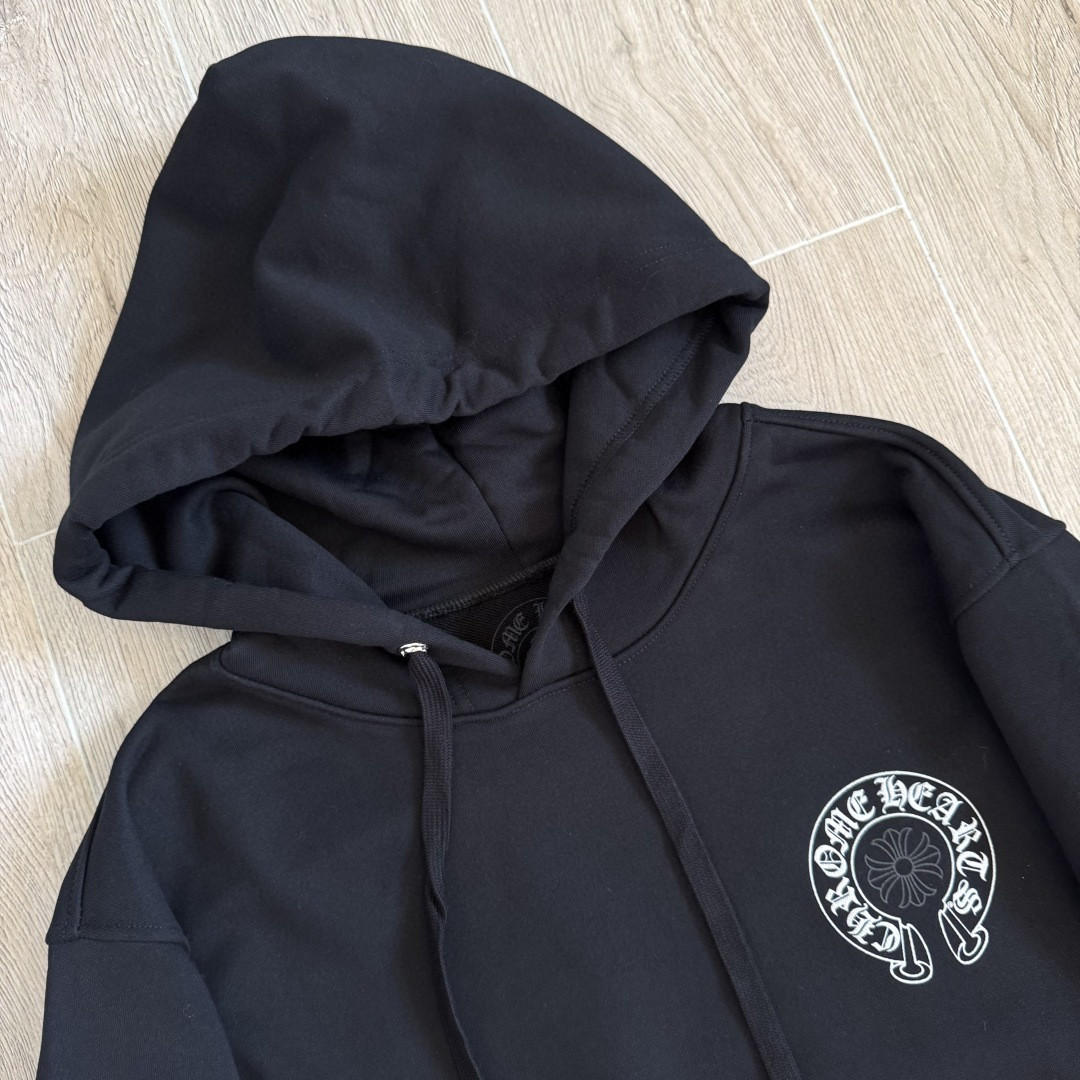 Chrome Hearts 克罗心 马蹄烫银限量logo连帽卫衣 套头 外套 黑色 A5 CH-SANFEN