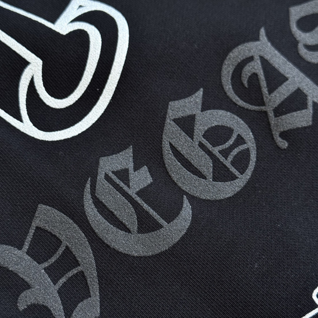 Chrome Hearts 克罗心 马蹄烫银限量logo连帽卫衣 套头 外套 黑色 A5 CH-SANFEN