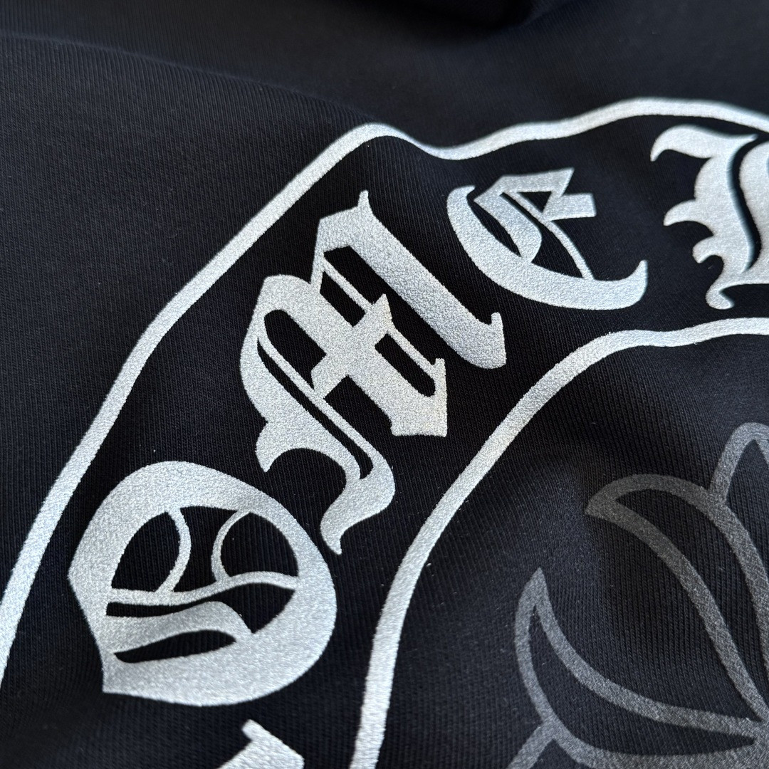 Chrome Hearts 克罗心 马蹄烫银限量logo连帽卫衣 套头 外套 黑色 A5 CH-SANFEN