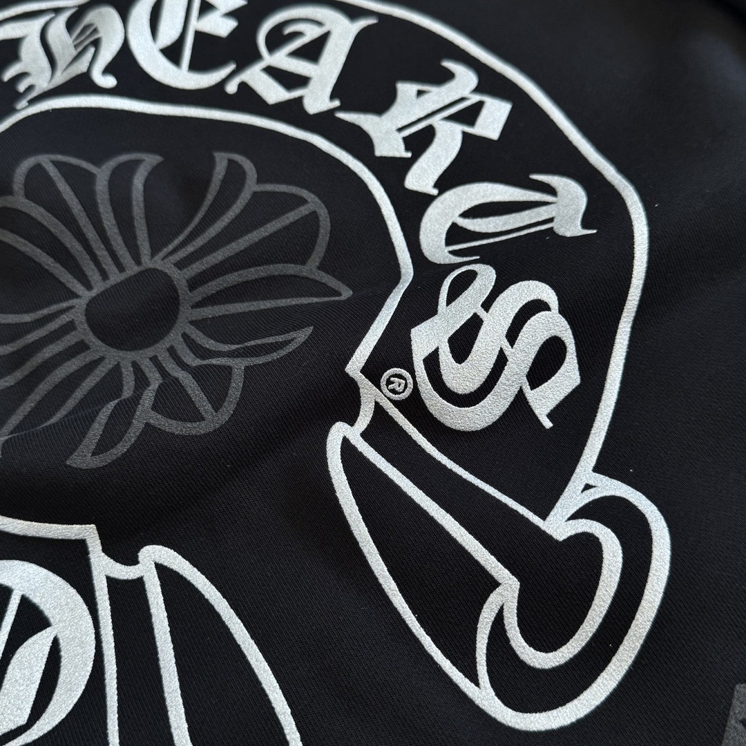 Chrome Hearts 克罗心 马蹄烫银限量logo连帽卫衣 套头 外套 黑色 A5 CH-SANFEN