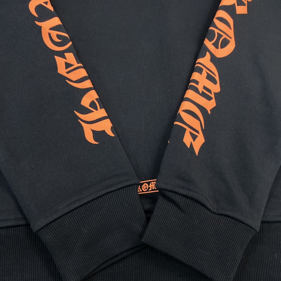 Chrome Hearts 克罗心 十字架梵文连帽卫衣 套头 外套 黑橙 A5 CH-230107