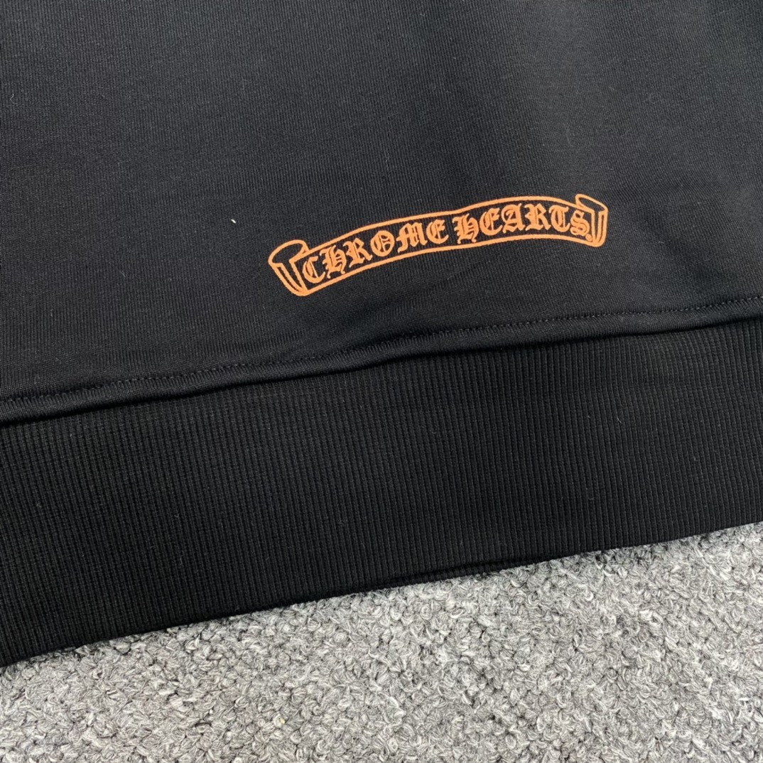 Chrome Hearts 克罗心 十字架梵文连帽卫衣 套头 外套 黑橙 A5 CH-230107