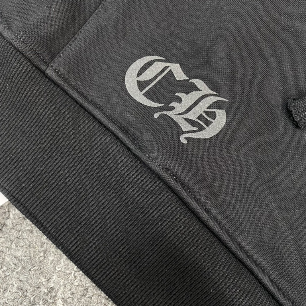 Chrome Hearts 克罗心 十字架梵文连帽卫衣 套头 外套 黑橙 A5 CH-230107