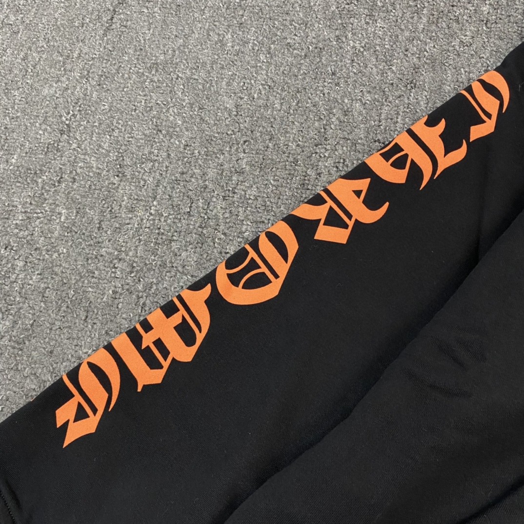 Chrome Hearts 克罗心 十字架梵文连帽卫衣 套头 外套 黑橙 A5 CH-230107