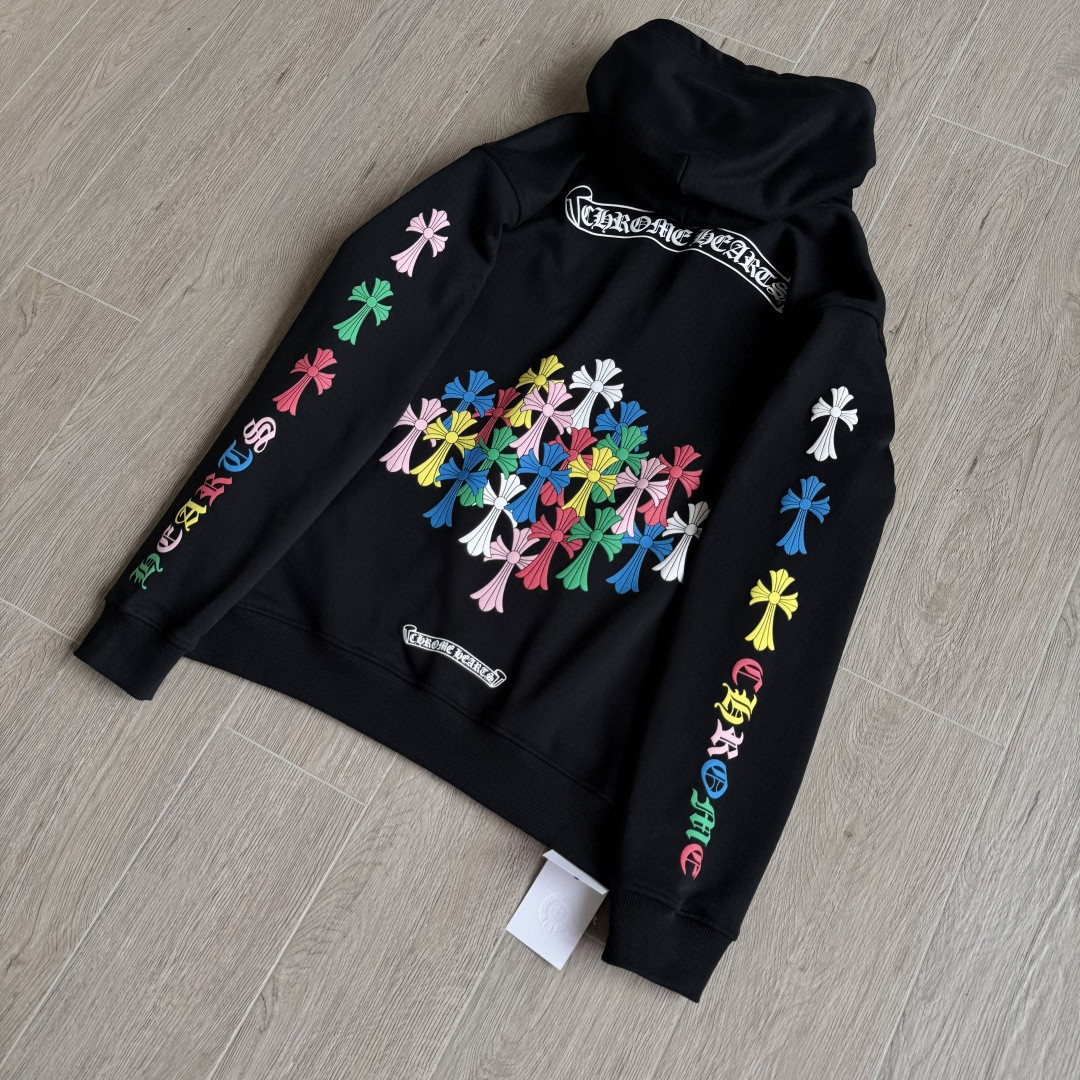 Chrome Hearts 克罗心 彩色十字架梵文拉链卫衣 外套 长袖 黑色 A5 CH-2022100803