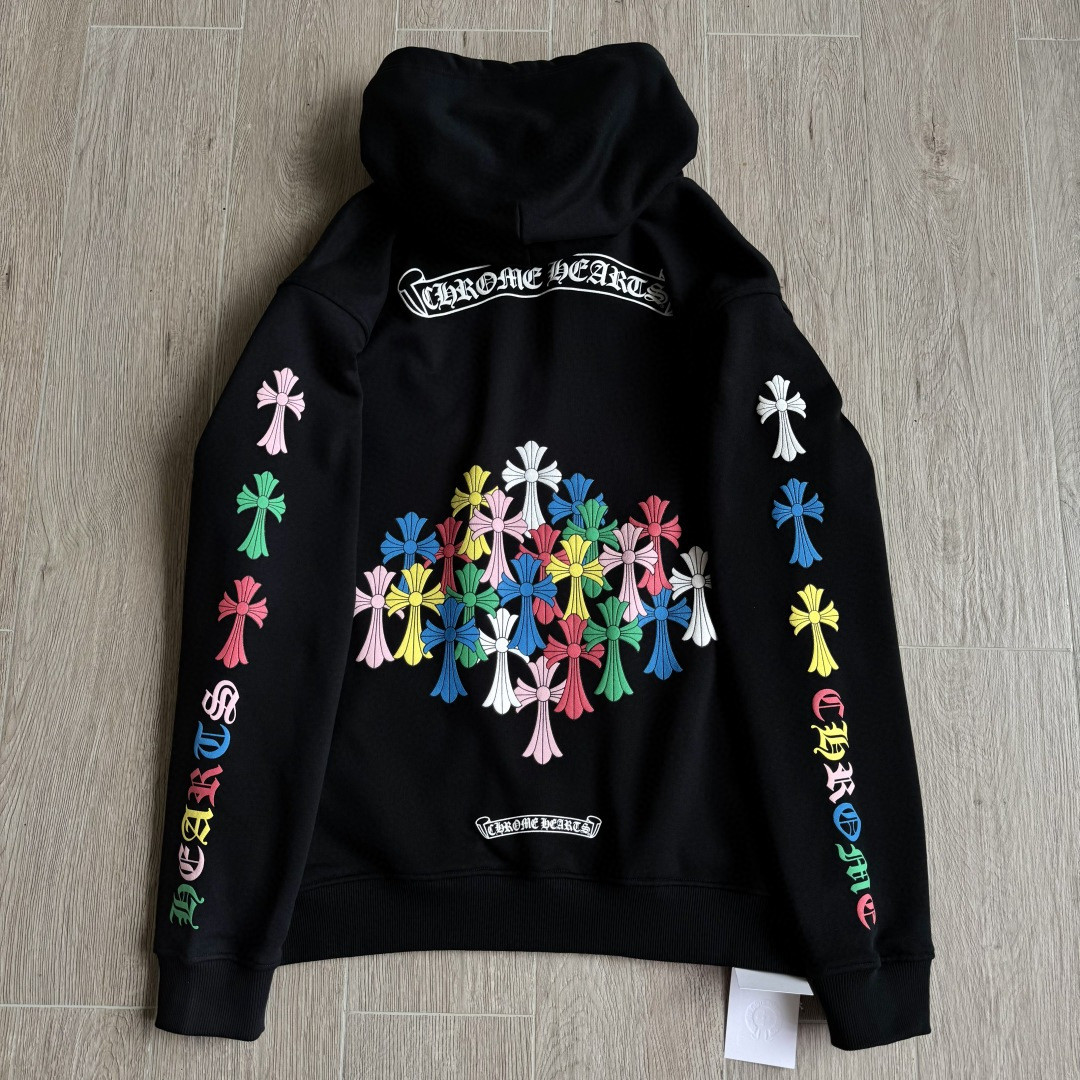 Chrome Hearts 克罗心 彩色十字架梵文拉链卫衣 外套 长袖 黑色 A5 CH-2022100803