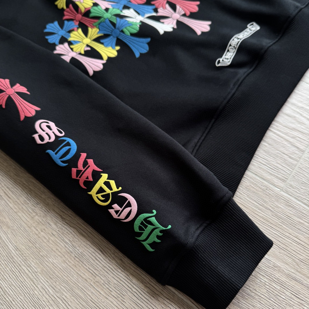Chrome Hearts 克罗心 彩色十字架梵文拉链卫衣 外套 长袖 黑色 A5 CH-2022100803