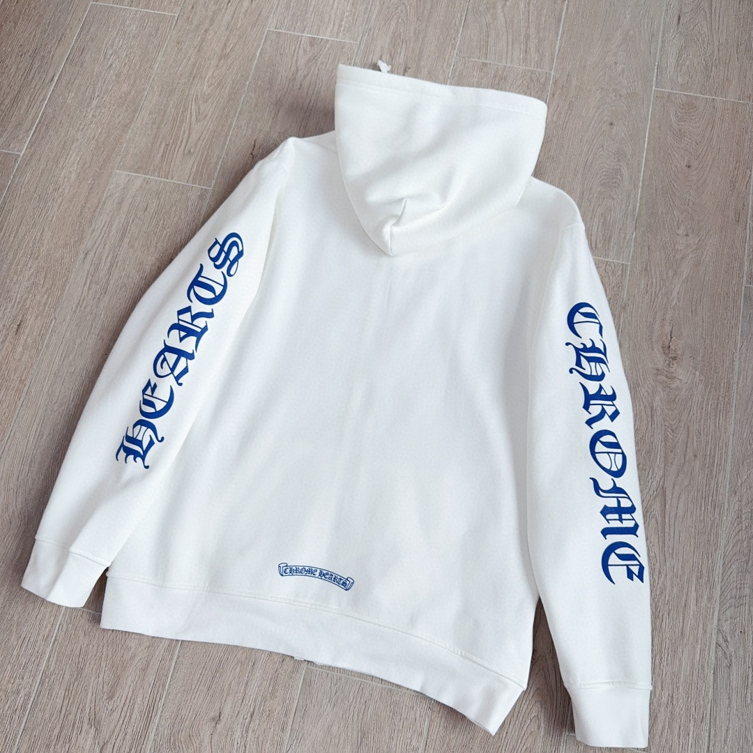 Chrome Hearts 克罗心 蓝色梵文字母logo拉链卫衣 外套 长袖 白蓝 A5 038-030652