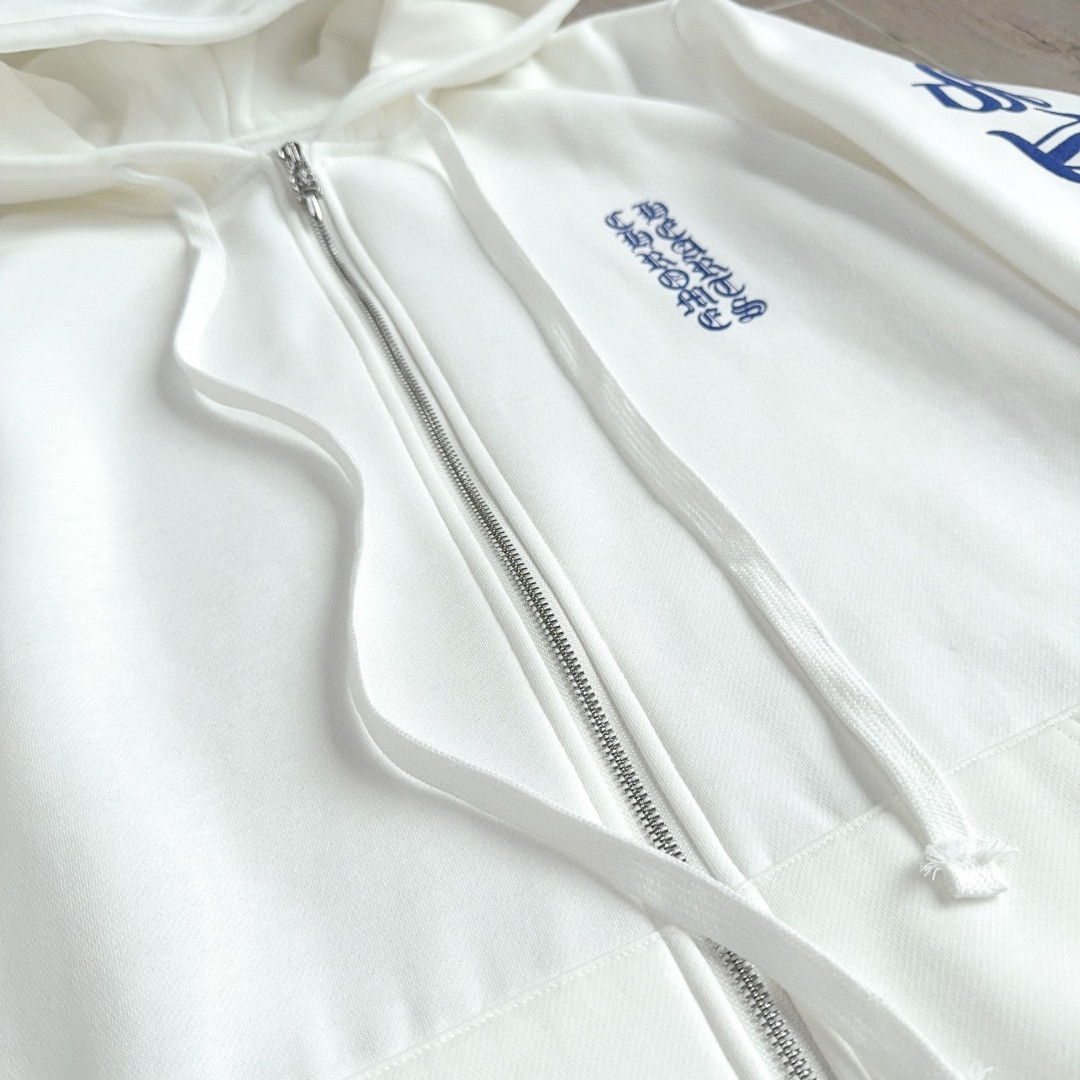 Chrome Hearts 克罗心 蓝色梵文字母logo拉链卫衣 外套 长袖 白蓝 A5 038-030652