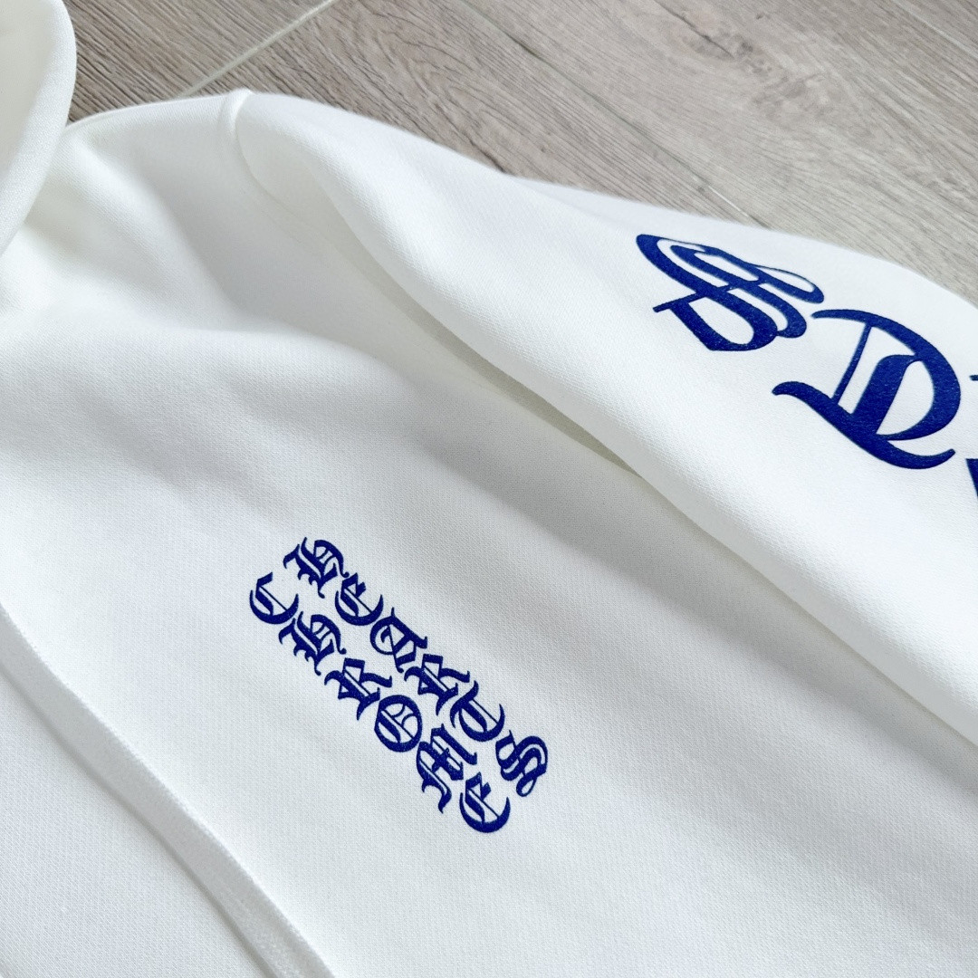 Chrome Hearts 克罗心 蓝色梵文字母logo拉链卫衣 外套 长袖 白蓝 A5 038-030652