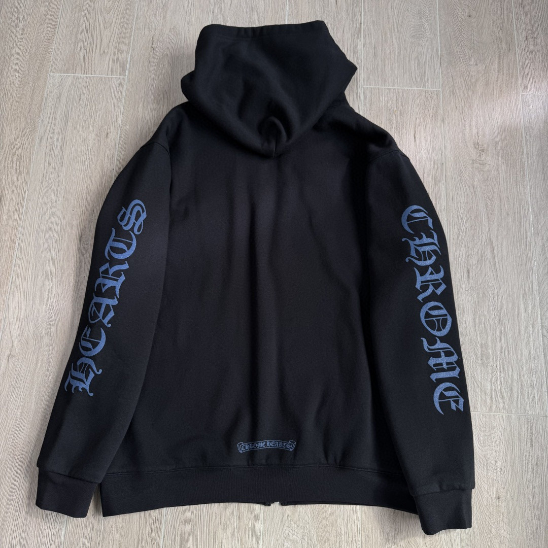 Chrome Hearts 克罗心 蓝色梵文字母logo拉链卫衣 外套 长袖 黑蓝 A5 CH-04533475