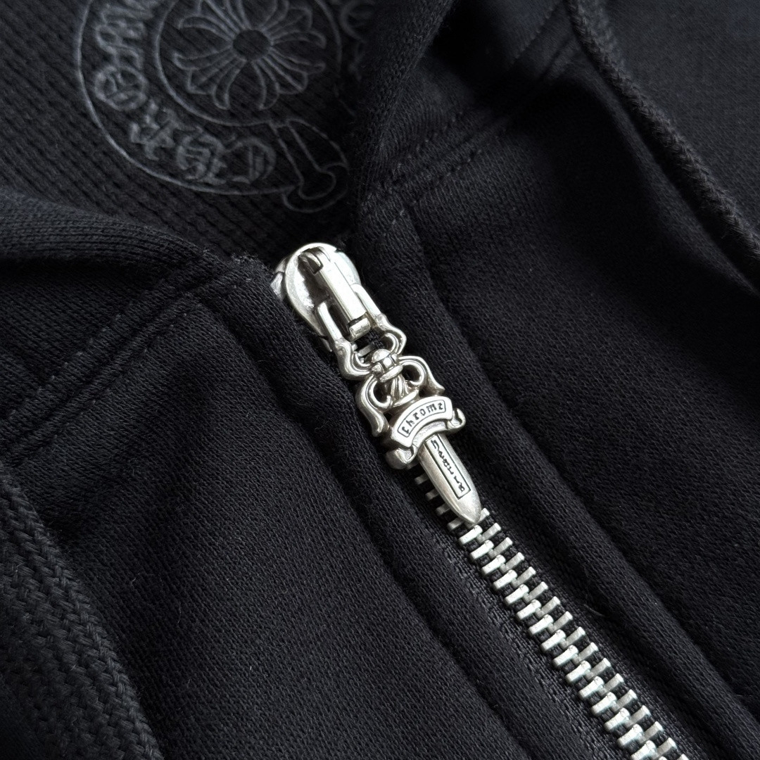 Chrome Hearts 克罗心 蓝色梵文字母logo拉链卫衣 外套 长袖 黑蓝 A5 CH-04533475