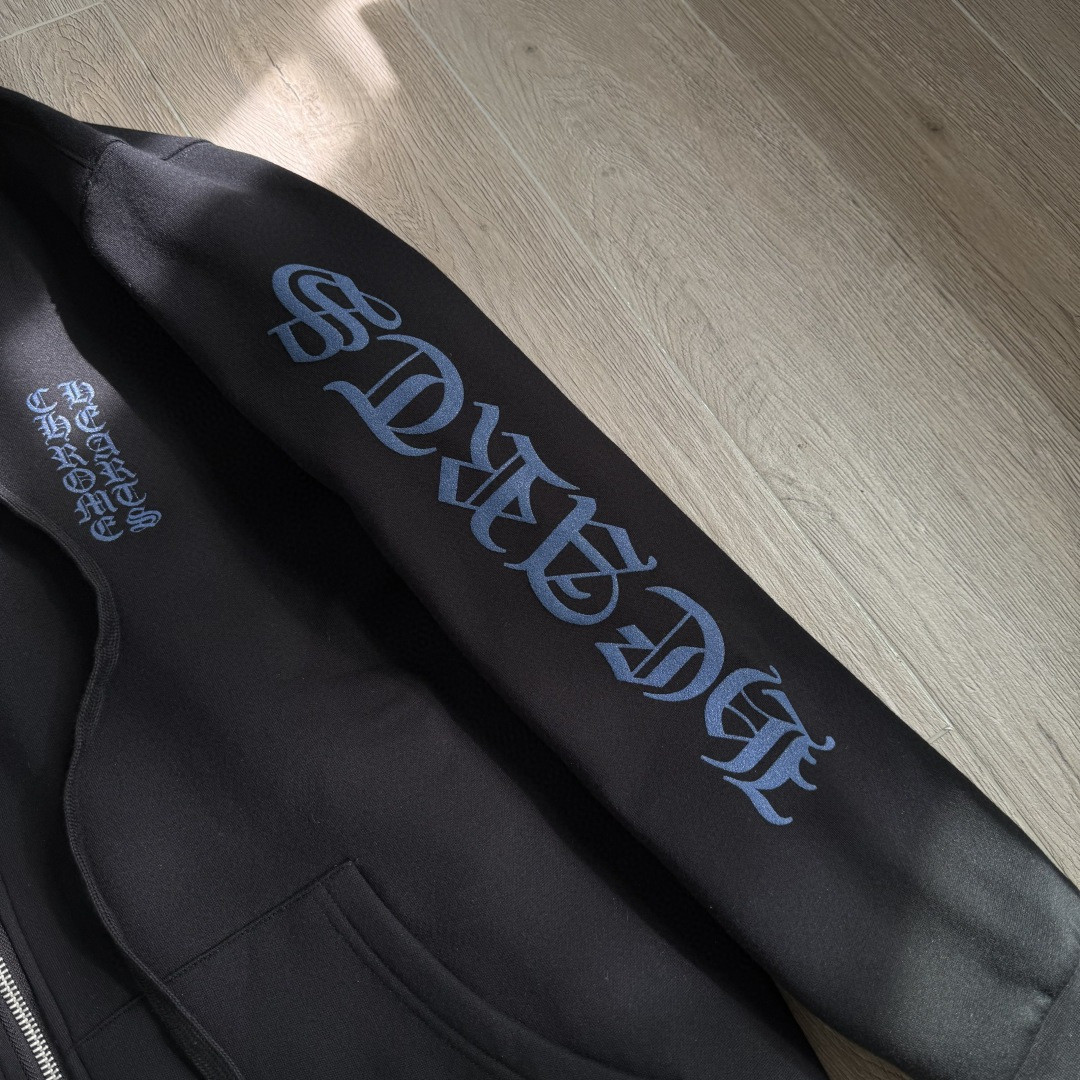 Chrome Hearts 克罗心 蓝色梵文字母logo拉链卫衣 外套 长袖 黑蓝 A5 CH-04533475