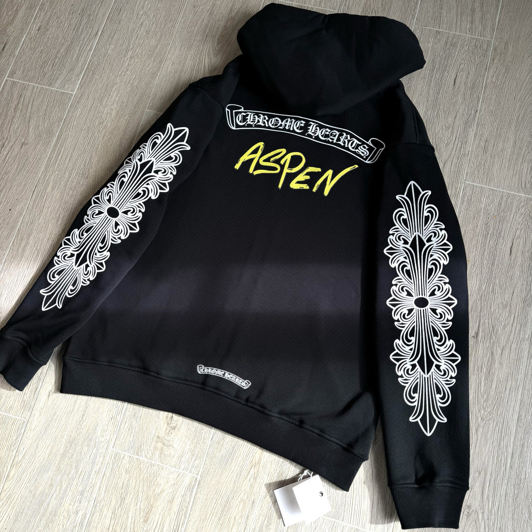 Chrome Hearts 克罗心 花臂ASPEN限定款拉链卫衣 外套 长袖 黑黄 A5 CH-20230013