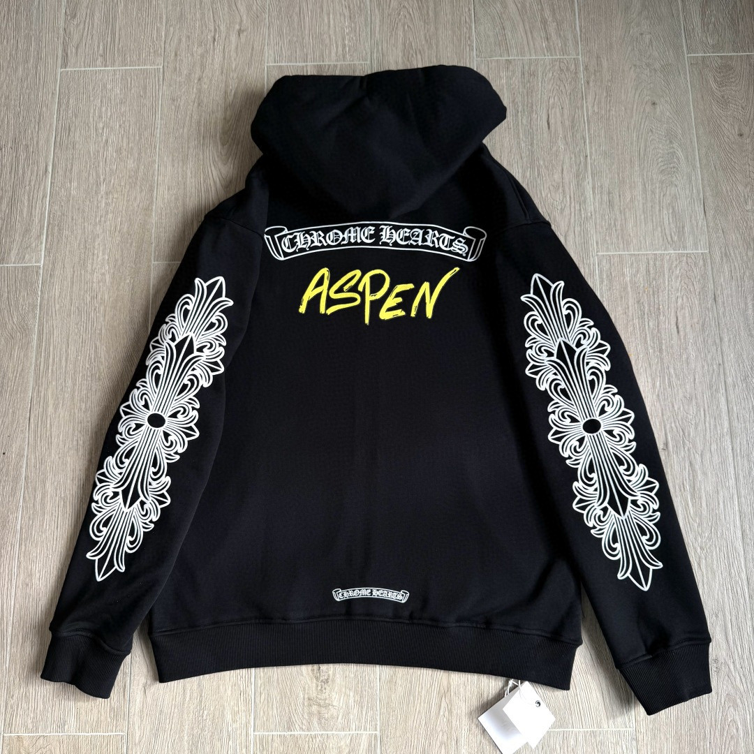 Chrome Hearts 克罗心 花臂ASPEN限定款拉链卫衣 外套 长袖 黑黄 A5 CH-20230013