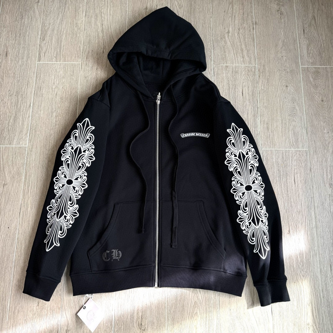 Chrome Hearts 克罗心 花臂ASPEN限定款拉链卫衣 外套 长袖 黑黄 A5 CH-20230013