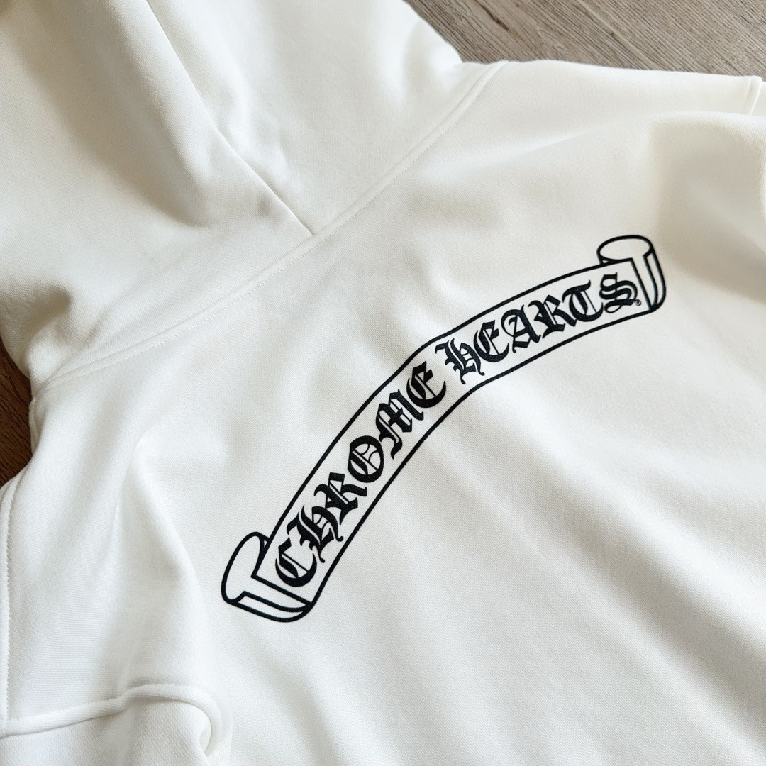 Chrome Hearts 克罗心 经典卷轴印花拉链卫衣 外套 长袖 白色 A5 CH-4311620