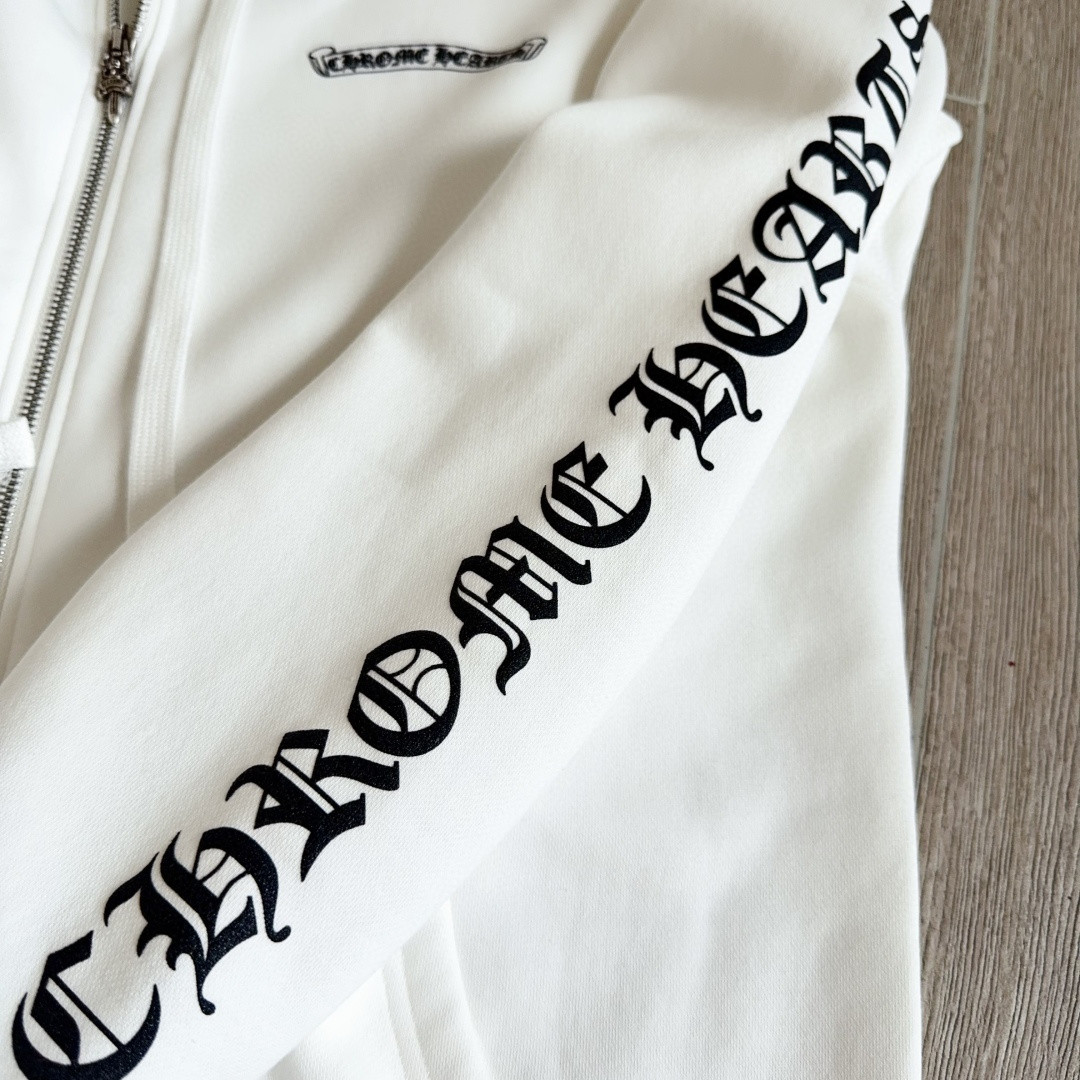 Chrome Hearts 克罗心 经典卷轴印花拉链卫衣 外套 长袖 白色 A5 CH-4311620