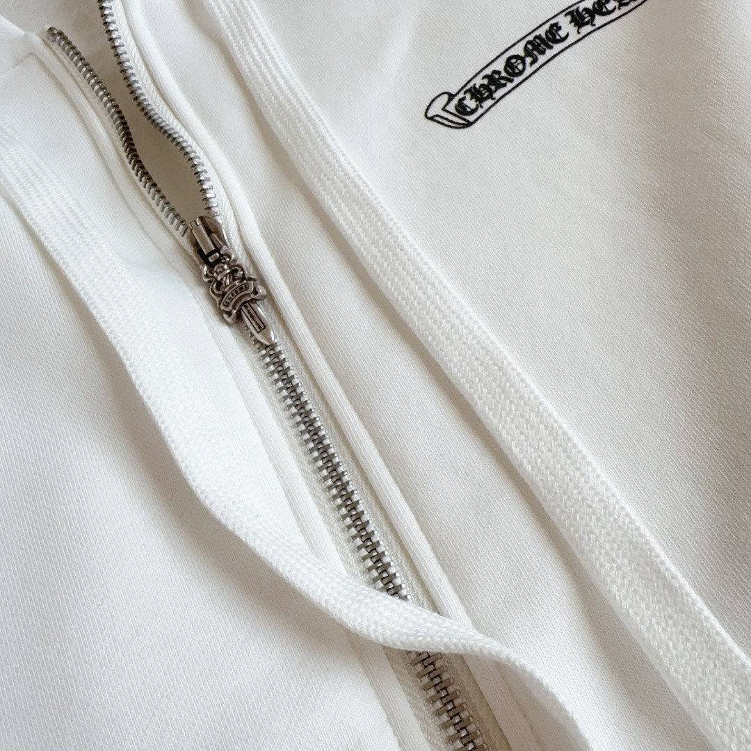 Chrome Hearts 克罗心 经典卷轴印花拉链卫衣 外套 长袖 白色 A5 CH-4311620
