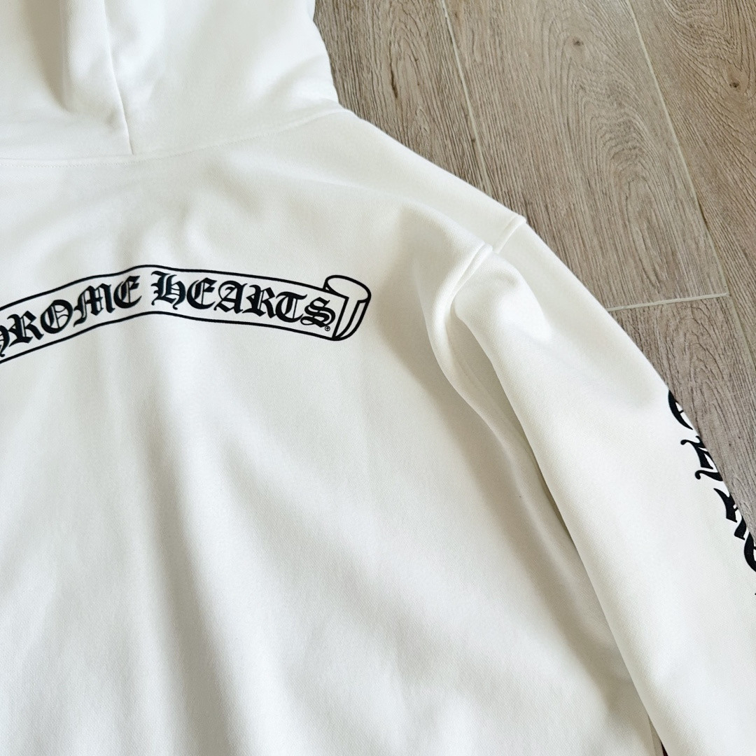 Chrome Hearts 克罗心 经典卷轴印花拉链卫衣 外套 长袖 白色 A5 CH-4311620