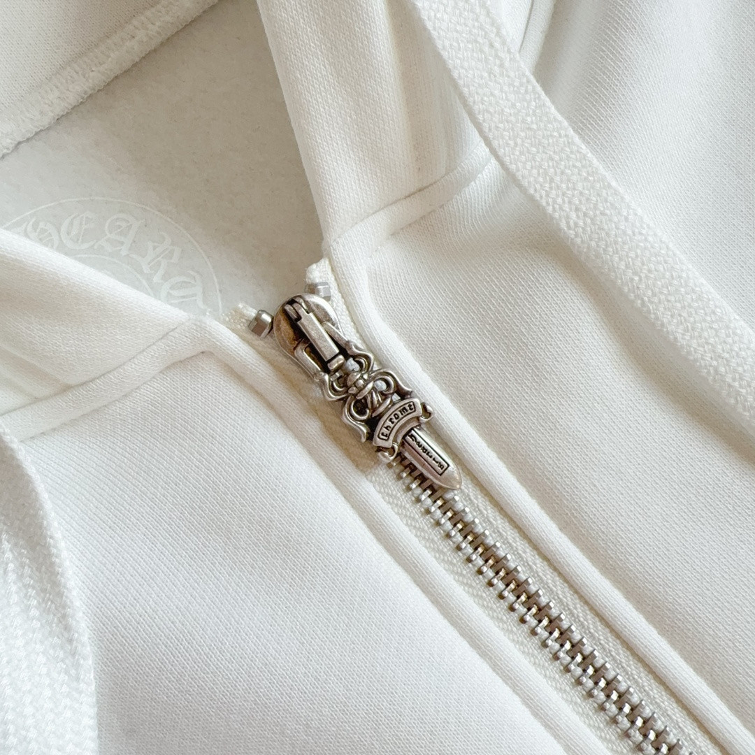 Chrome Hearts 克罗心 经典卷轴印花拉链卫衣 外套 长袖 白色 A5 CH-4311620
