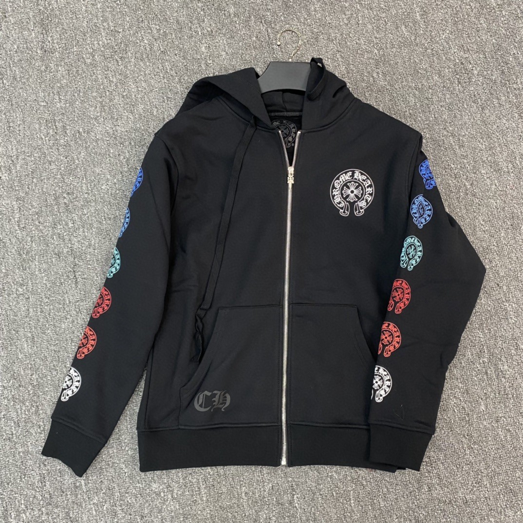 Chrome Hearts 克罗心 彩色马蹄印花拉链卫衣 外套 长袖 黑色 A5 CH-202205301