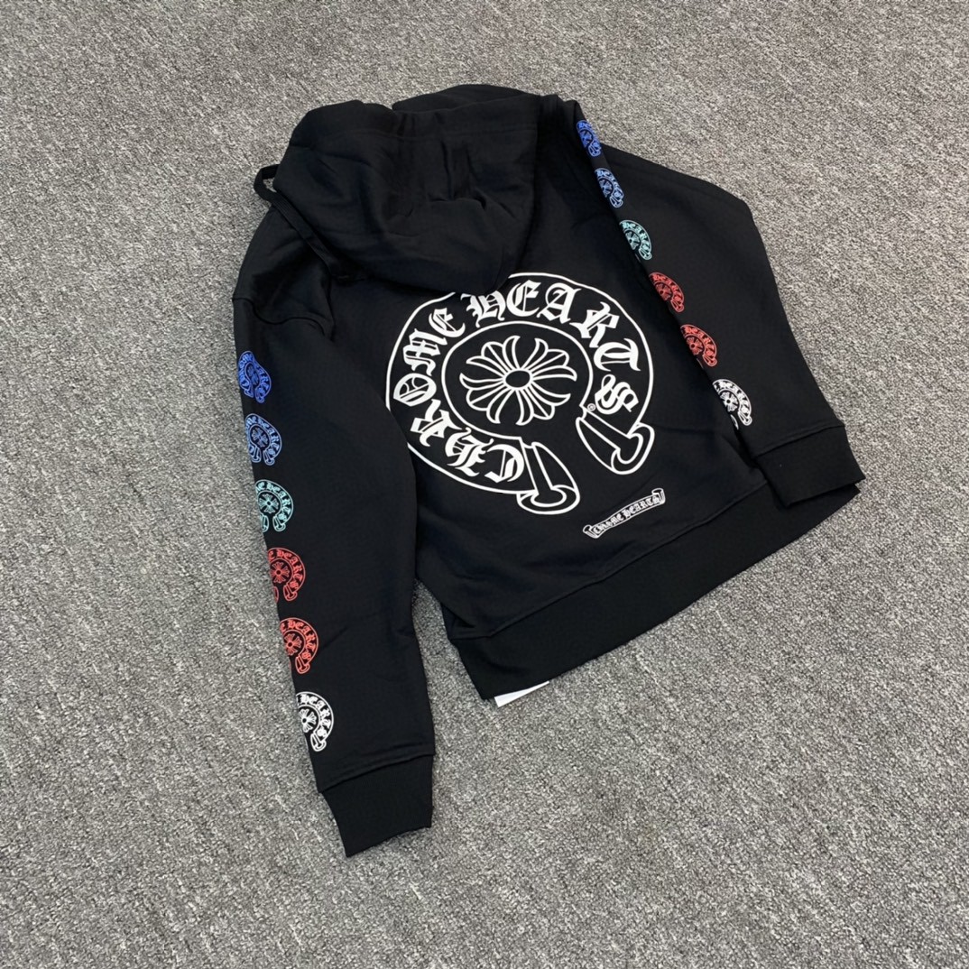 Chrome Hearts 克罗心 彩色马蹄印花拉链卫衣 外套 长袖 黑色 A5 CH-202205301