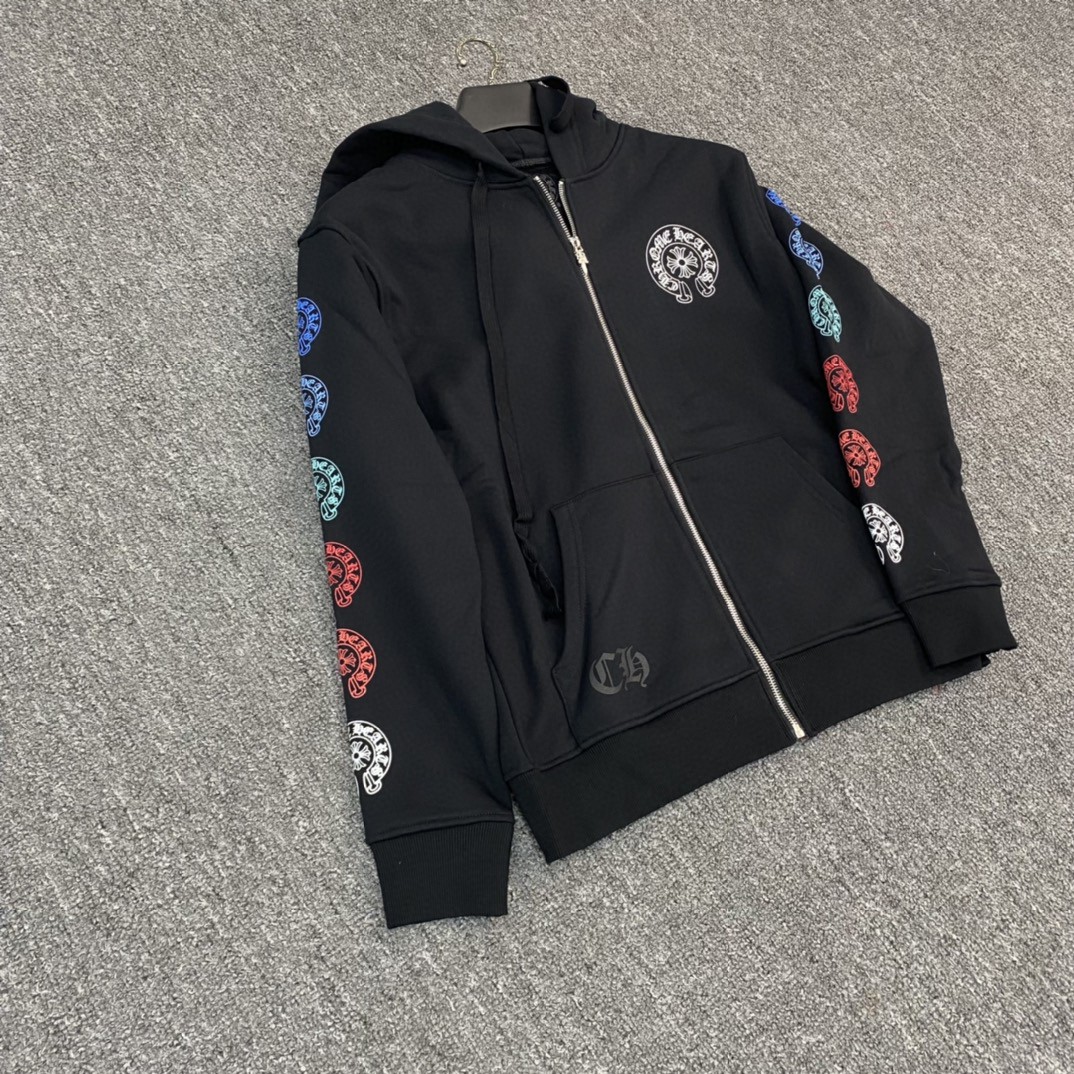 Chrome Hearts 克罗心 彩色马蹄印花拉链卫衣 外套 长袖 黑色 A5 CH-202205301