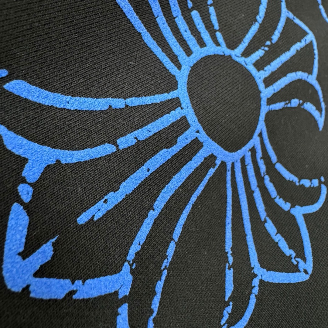 Chrome Hearts 克罗心 蓝色破裂马蹄印花拉链卫衣 外套 长袖 黑蓝 A5 