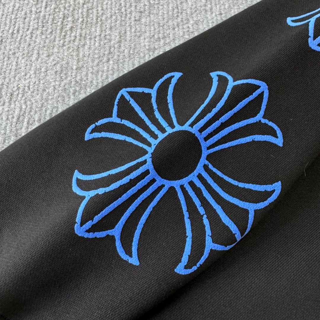 Chrome Hearts 克罗心 蓝色破裂马蹄印花拉链卫衣 外套 长袖 黑蓝 A5 