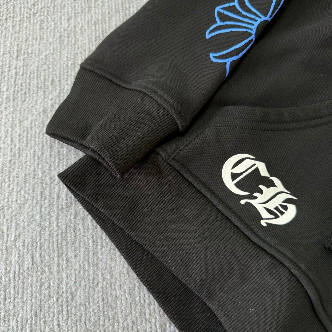 Chrome Hearts 克罗心 蓝色破裂马蹄印花拉链卫衣 外套 长袖 黑蓝 A5 