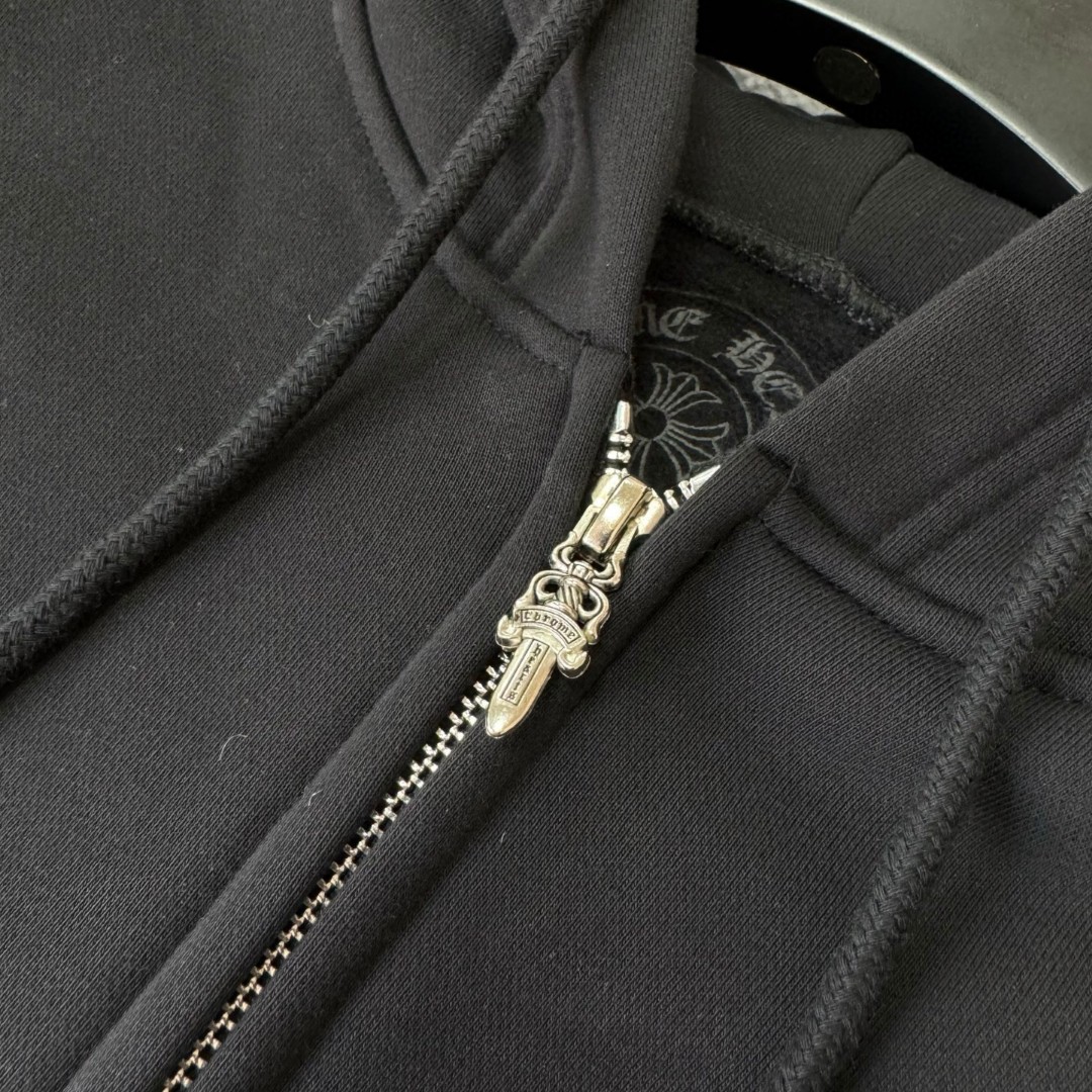 Chrome Hearts 克罗心 蓝色破裂马蹄印花拉链卫衣 外套 长袖 黑蓝 A5 